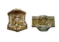 Le cercueil de placage à l'or partie la couleur de cuivre adaptée aux besoins du client 19 le kilogramme/18kg avec le modèle du Christ